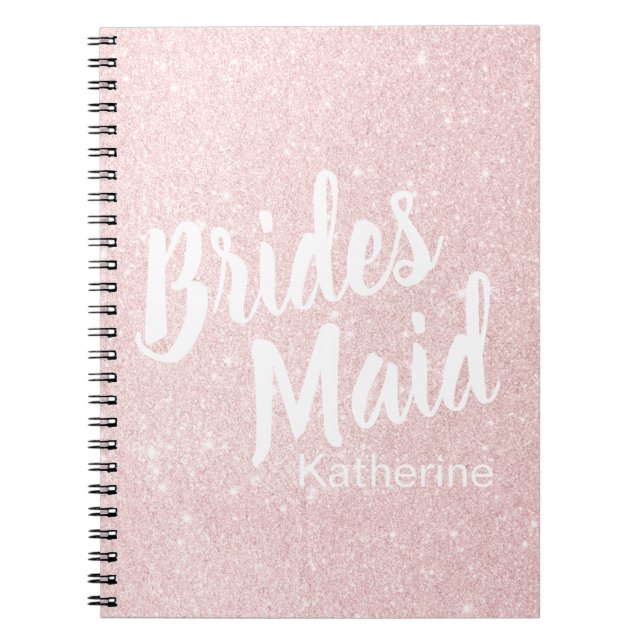 Elegante hübsche Rose Gold Glitzer Bridesmaid Notizblock (Vorderseite)