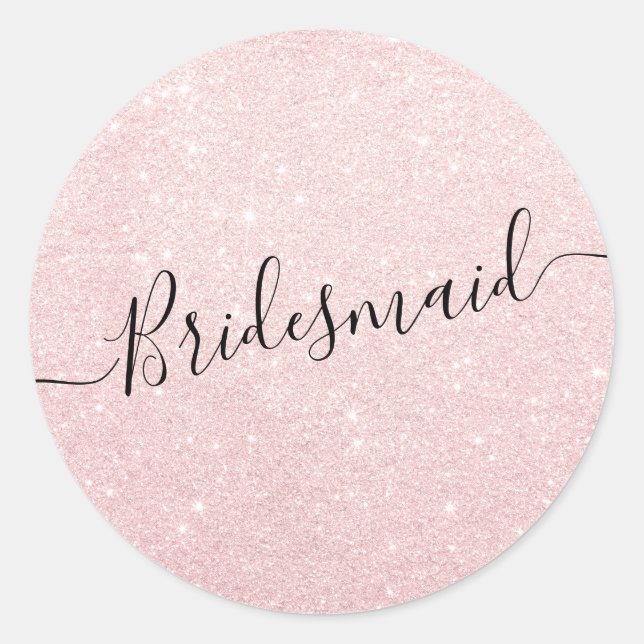 Elegante hübsche Rose Gold Glitzer Bridesmaid Runder Aufkleber (Vorderseite)