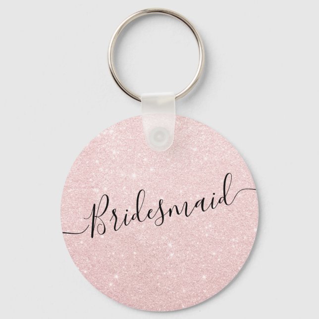 Elegante hübsche Rose Gold Glitzer Bridesmaid Schlüsselanhänger (Vorderseite)