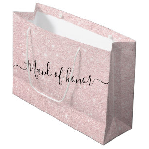 Elegante hübsche Rose Gold Glitzer Trauzeugin Große Geschenktüte