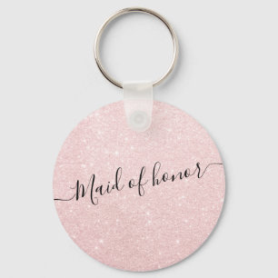Elegante hübsche RosengoldGlitter-Trauzeugin Schlüsselanhänger