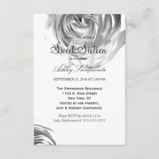 Elegante Hübsche Schwarz-Weiß-Rose-Print Einladung