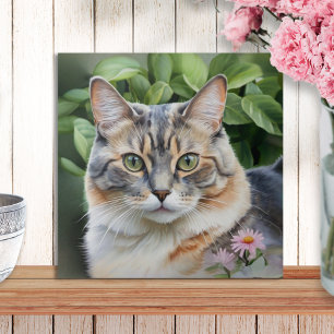 Elegante, hübsche, verdünnte Schildpattkatze im Ga Fliese