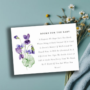Elegante Hübsche violette Blumenbücher für Babydus Begleitkarte