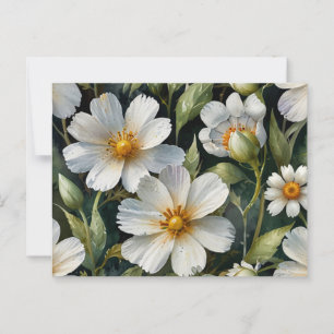 Elegante Hübsche Weiße Blumen Wasserfarbe Chic Postkarte