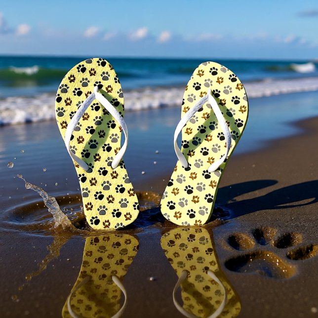 Elegante Hunde-Pfoten Flip Flops (Elegant Cream Dog Paw Print Flip Flops)
