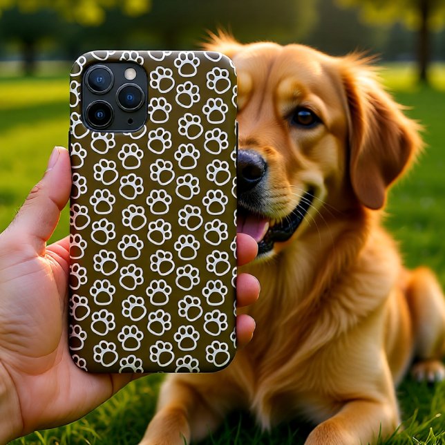Elegante Hundpfeffer braun Case-Mate iPhone Hülle (Elegant Brown Dog Paw Print Pattern Case-Mate iPhone Case)