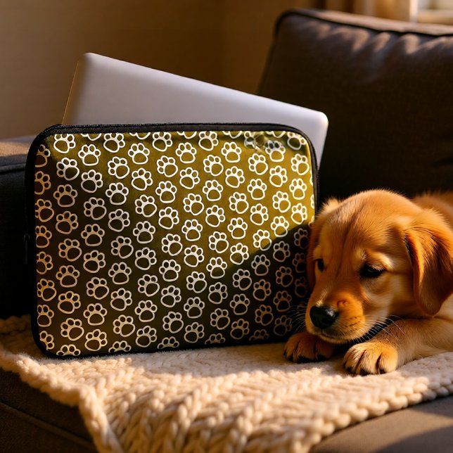 Elegante Hundpfeffer braun Laptopschutzhülle (Elegant Brown Dog Paw Pattern Minimal Pet Lover Laptop Sleeve)