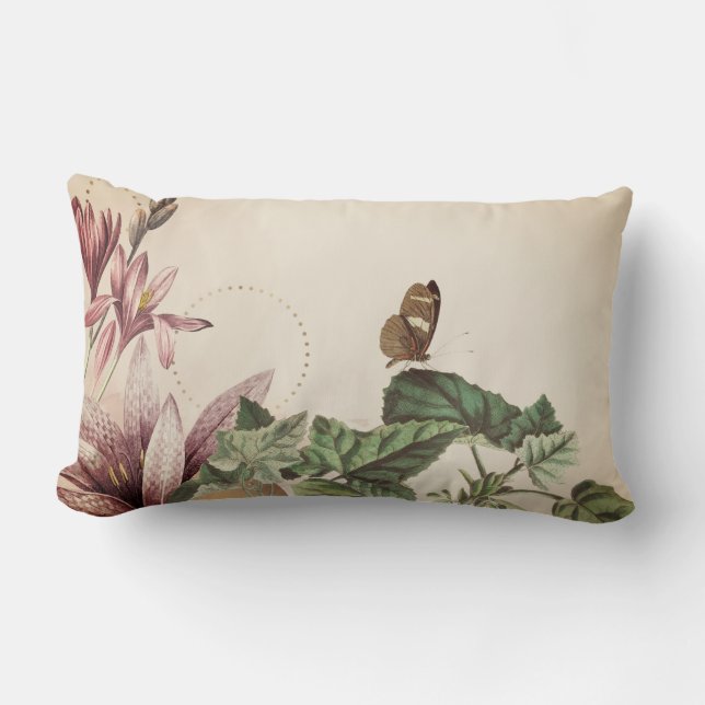 Elegante Hütte Botanischer Schmetterling Lumbalkis Lendenkissen (Vorderseite)