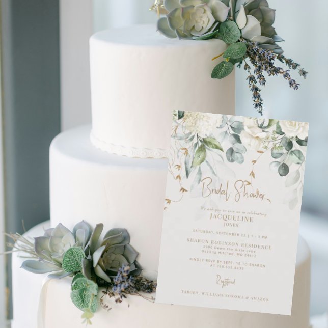 Elégante Hydrangea Beige Bridal Shower Invitation (Créateur téléchargé)