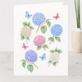 Elegante Hydrangea & Butterfly Card Dankeskarte