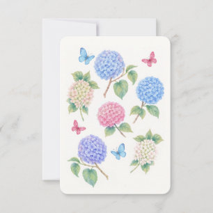 Elegante Hydrangea & Butterfly Card Dankeskarte