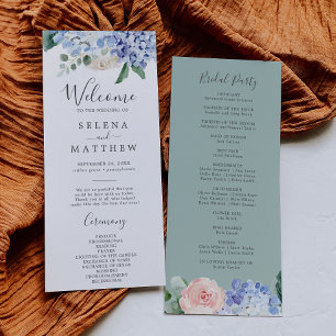 Elégante Hydrangée Bleue Programme de mariage bl