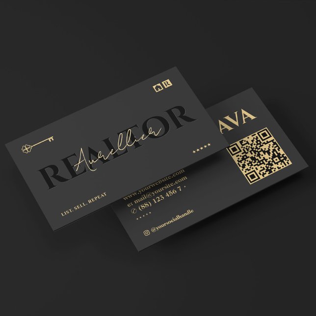 Elegante Hypothekenmakler Realtor Key Script Realt Visitenkarte (Elegant Mortgage Broker Realtor Key Script Realty Business Card
)