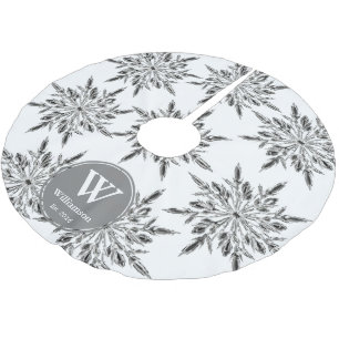 Elegante Ice Crystal Snowflakes Polyester Weihnachtsbaumdecke