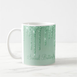 Elegante Ice Green Glitzer Script Sparkle Moderne Kaffeetasse