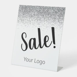 Elegante Ihr Logo Silver Glitzer Sale Business Sockelschild