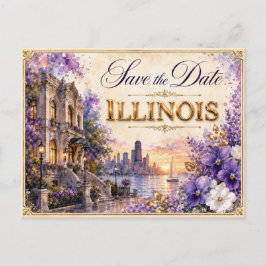 Elegante Illinois Save-the-Date-Hochzeits-Einladun Postkarte