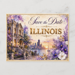 Elegante Illinois Save-the-Date-Hochzeits-Einladun Postkarte