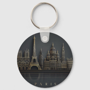 Elegante Illustration der Pariser Skyline in Gold Schlüsselanhänger