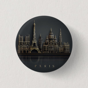 Elegante Illustration der Pariser Stadtsilhouette Button