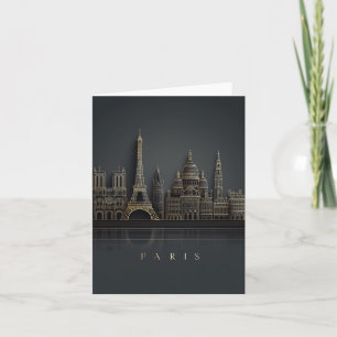 Elegante Illustration der Pariser Stadtsilhouette  Feiertagskarte