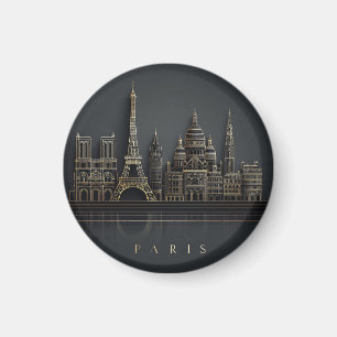 Elegante Illustration der Pariser Stadtsilhouette  Magnet