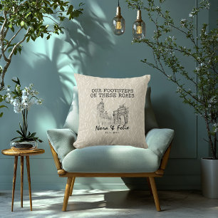 Elegante Illustration der Skyline von Madrid in Te Kissen