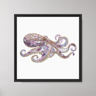 Elegante Illustration einer Perlen-Oktopus-Kunst Leinwanddruck