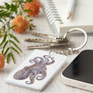 Elegante Illustration einer Perlen-Oktopus-Kunst Schlüsselanhänger