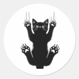 Elegante Illustration einer schwarzen Katze Runder Aufkleber