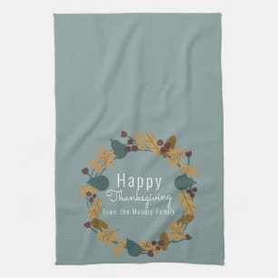 Elegante Illustration eines Thanksgiving-Birnenkra Geschirrtuch