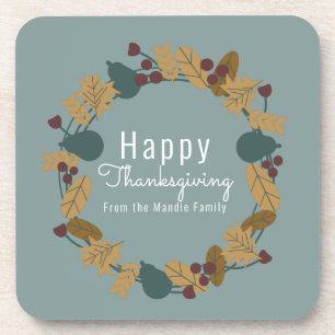 Elegante Illustration eines Thanksgiving-Birnenkra Getränkeuntersetzer