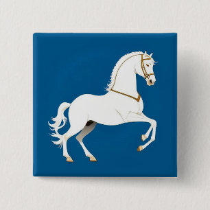 Elegante Illustration eines weißen Hengstes auf Button