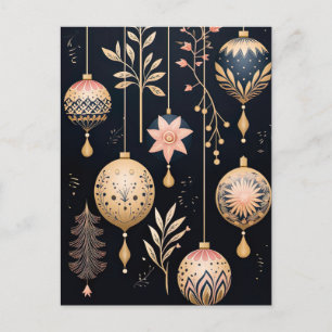 Elegante Illustration von Weihnachtsbaumkugeln Postkarte
