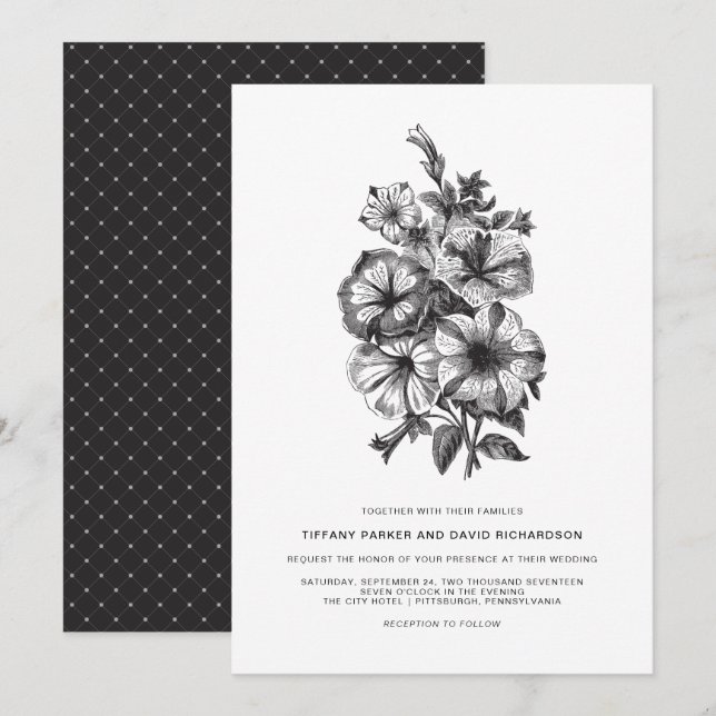 Elegante Illustrierte Hochzeit Einladung (Vorne/Hinten)