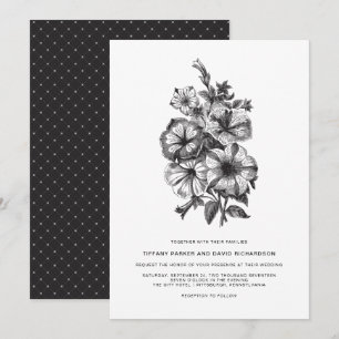 Elegante illustrierte Hochzeit mit Blumenmotiven Einladung