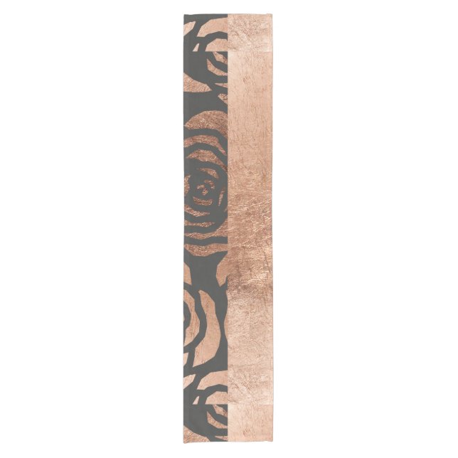 Elegante Imitat-Bronze mit Blumen und schwarz Kurzer Tischläufer (Vorderseite)