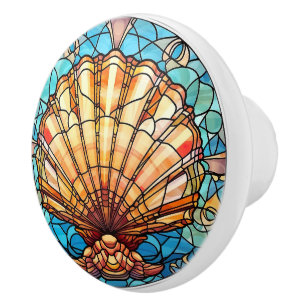 elegante Imitat Glasbadestrand Muschel Keramikknauf