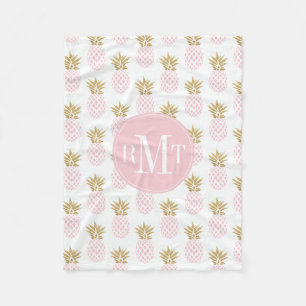 Elegante Imitat, goldenes tropisches Ananas-Muster Fleecedecke