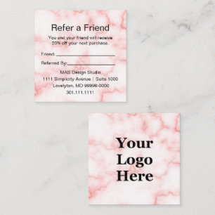 Elegante Imitat Rosa Marmor Ihr Logo hier Empfehlungskarte