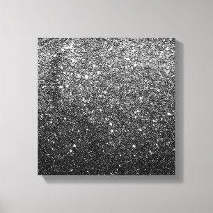 Elegante Imitat Schwarzer Glitzer Leinwanddruck
