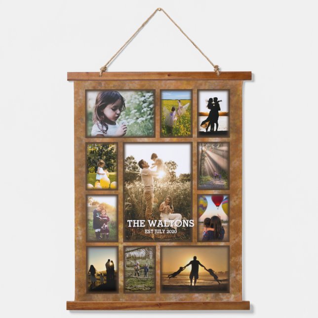 Elegante Imitate Bronze-Rahmen Foto Collage Holz Wandteppich Mit Holzrahmen (Vorderseite)