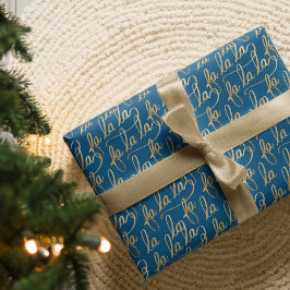 Elegante Imitate Fa la Script Typografie Gold & Bl Geschenkpapier