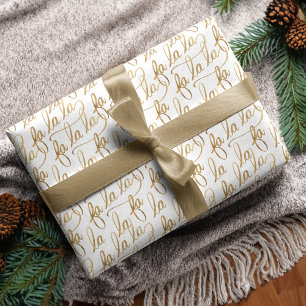 Elegante Imitate Fa la Script Typografie Gold & Wh Geschenkpapier