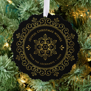 Elegante Imitate Foil Frame Round Holiday Foto Car Ornament Karte