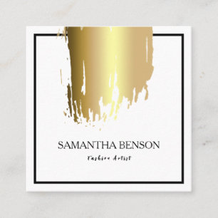 Elegante Imitate Gold Artistic Brushed Vertical Sq Quadratische Visitenkarte