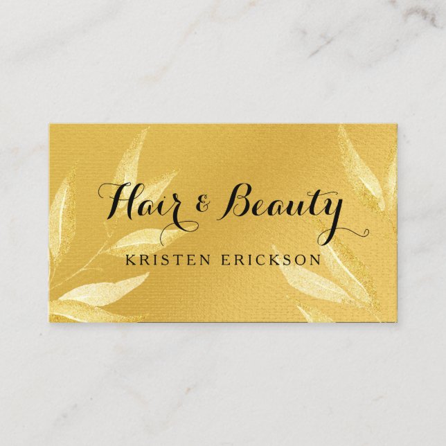 Elegante IMITATE Gold Blätter Salon Visitenkarte (Vorderseite)