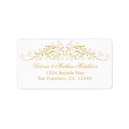Elegante Imitate Gold Blüh Damask Adressaufkleber