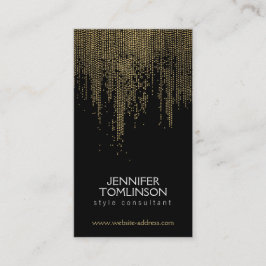 Elegante Imitate Gold Confetti Dots Muster Schwarz Visitenkarte